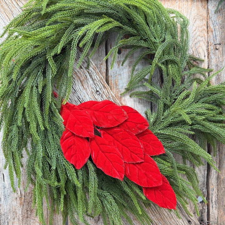 30" Red Velvet Magnolia Leaf Spray – Christmas Tree Spray