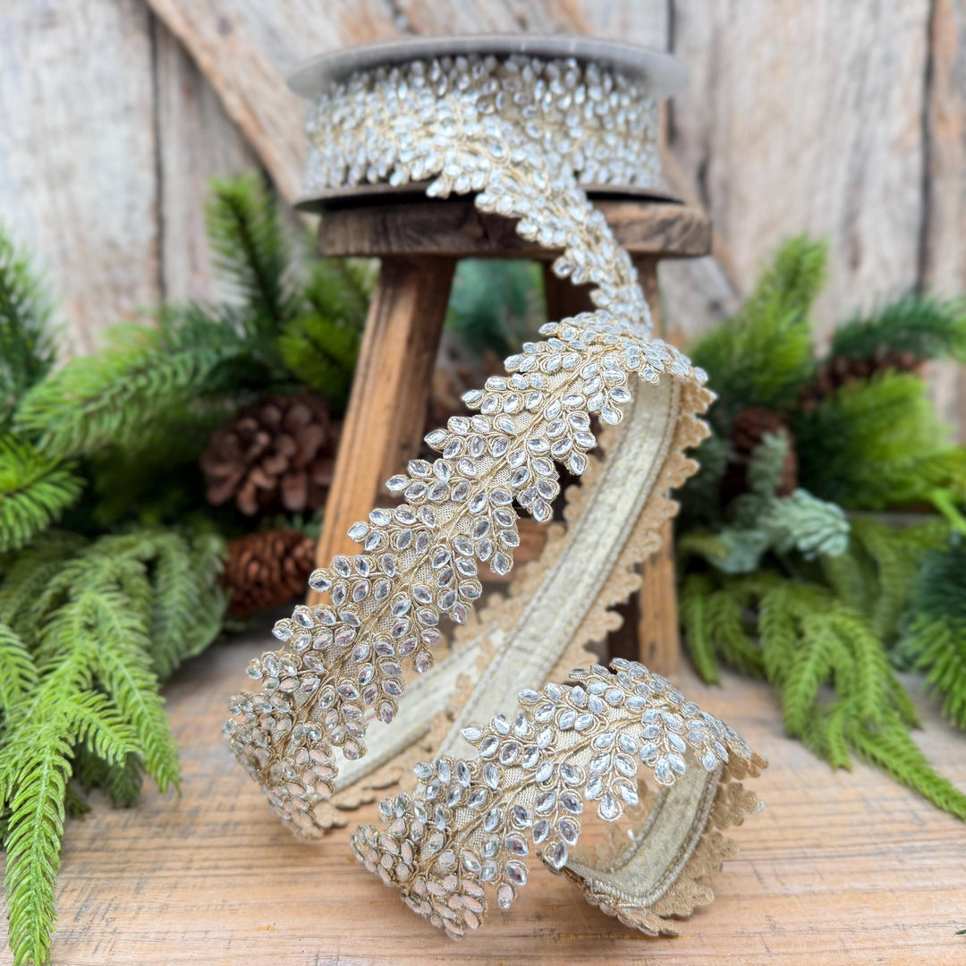 1" Sparkling Jewels Clear Jeweled Ribbon by Farrisilk