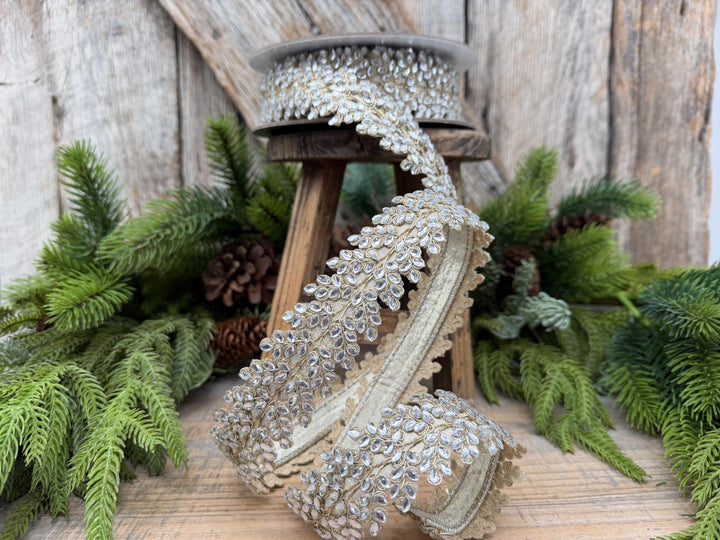 1" Sparkling Jewels Clear Jeweled Ribbon by Farrisilk