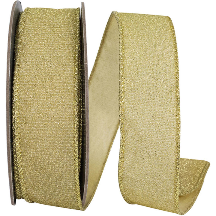 1.5" Gold Glimmer Sparkle Metallic Wired Ribbon – 10 Yards