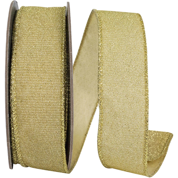 1.5" Gold Glimmer Sparkle Metallic Wired Ribbon – 10 Yards