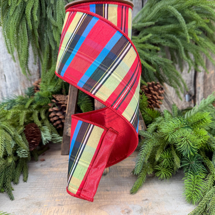 4" Nutcracker Plaid Ribbon, Christmas Plaid Ribbon