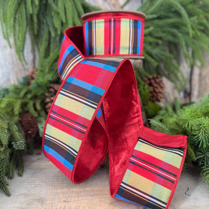 2.5" Nutcracker Plaid Ribbon, Christmas Plaid Ribbon