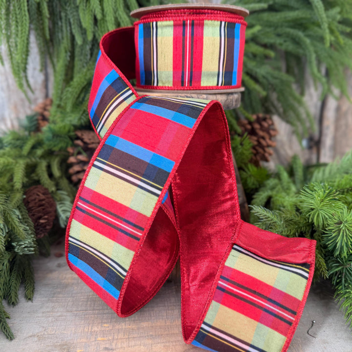 2.5" Nutcracker Plaid Ribbon, Christmas Plaid Ribbon