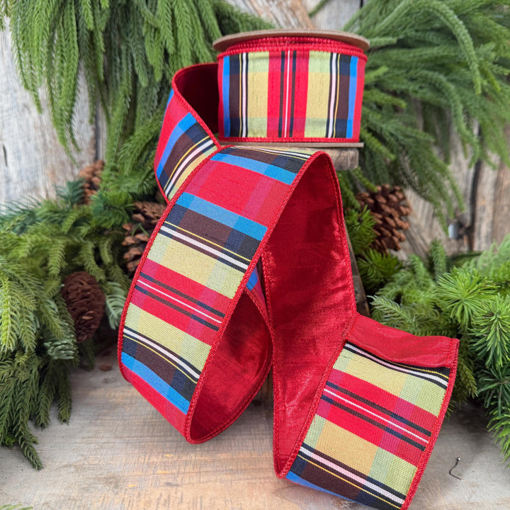 2.5" Nutcracker Plaid Ribbon, Christmas Plaid Ribbon