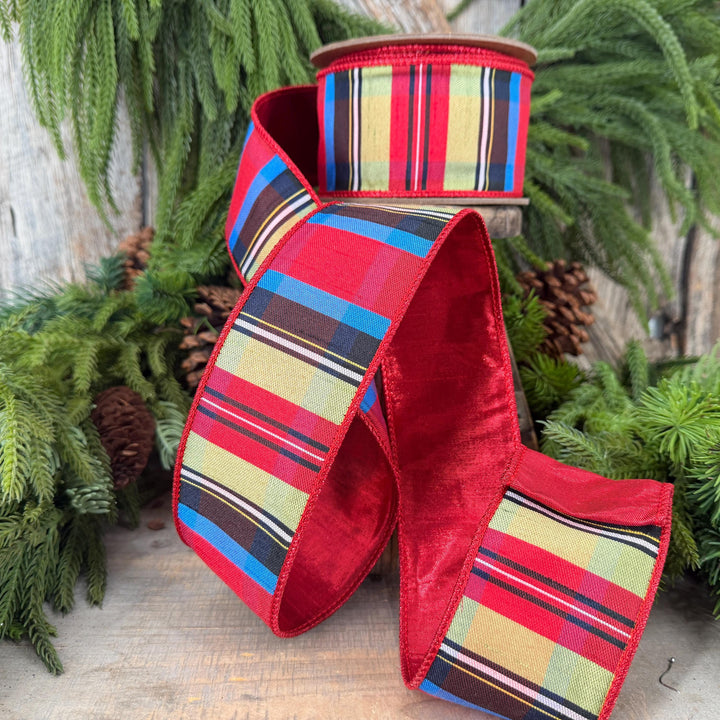 2.5" Nutcracker Plaid Ribbon, Christmas Plaid Ribbon