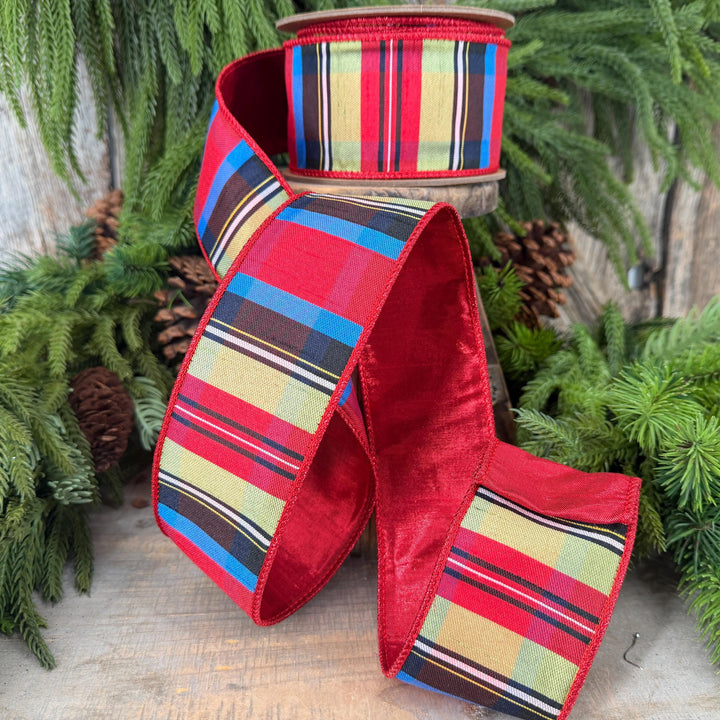 2.5" Nutcracker Plaid Ribbon, Christmas Plaid Ribbon