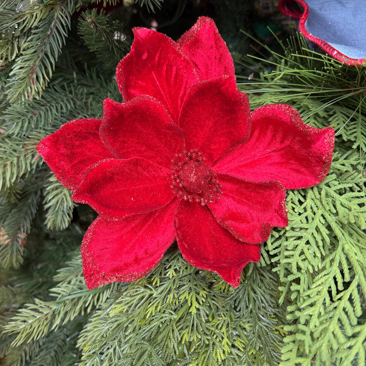 8" Red Velvet Magnolia, Christmas Magnolia, Faux Magnolia Stem, Glitz Magnolia, Red Christmas Floral, Christmas Tree Floral