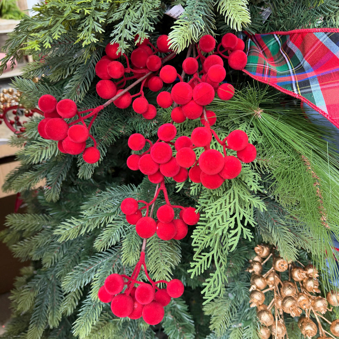 24" Red Velvet Berry Spray – Christmas Tree Floral Pick