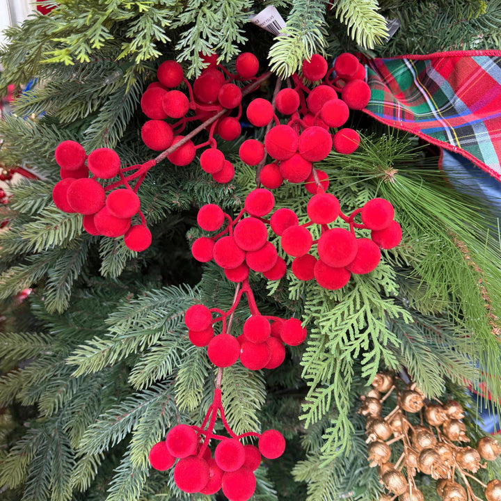 24" Red Velvet Berry Spray – Christmas Tree Floral Pick