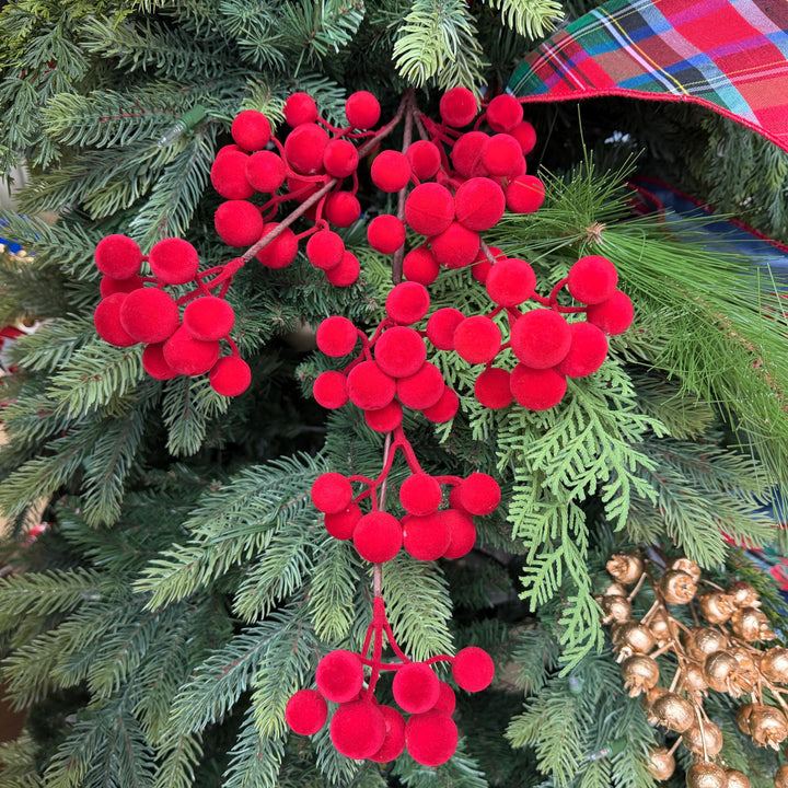 24" Red Velvet Berry Spray – Christmas Tree Floral Pick