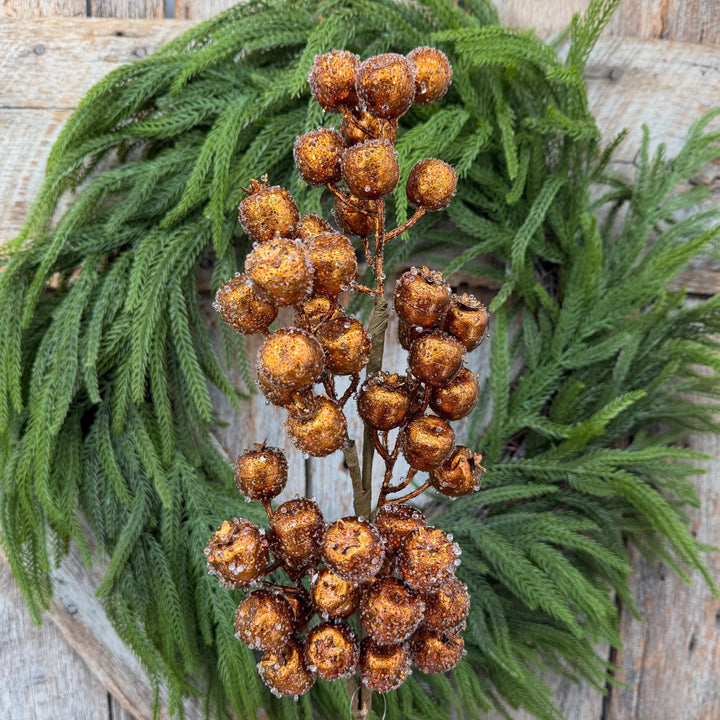24" Copper Gold Frosted Berry Spray – Iced Christmas Tree Pick