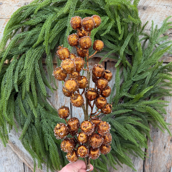 24" Copper Gold Frosted Berry Spray – Iced Christmas Tree Pick