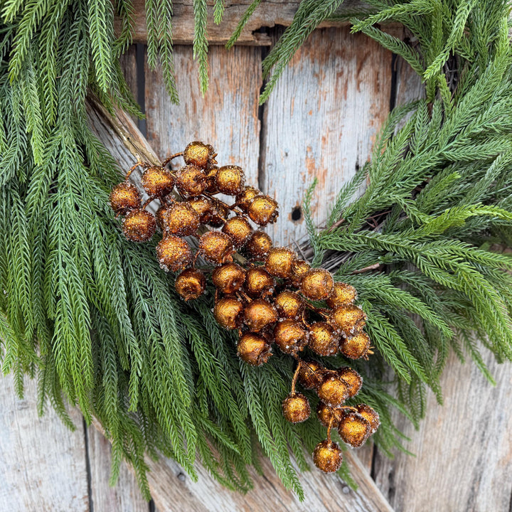 24" Copper Gold Frosted Berry Spray – Iced Christmas Tree Pick