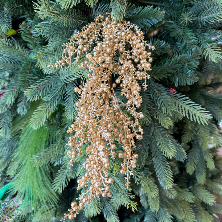 26" Gold Mini Berry Spray, Christmas Berry Spray, Christmas Berries, Gold Christmas Spray