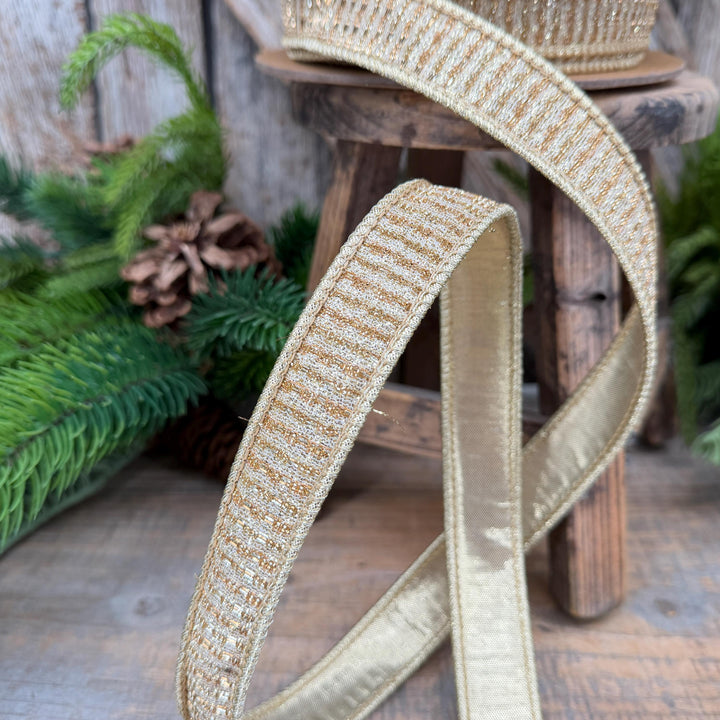 1" Gold Metallic Ribbon, Gold Sparkle Christmas Ribbon