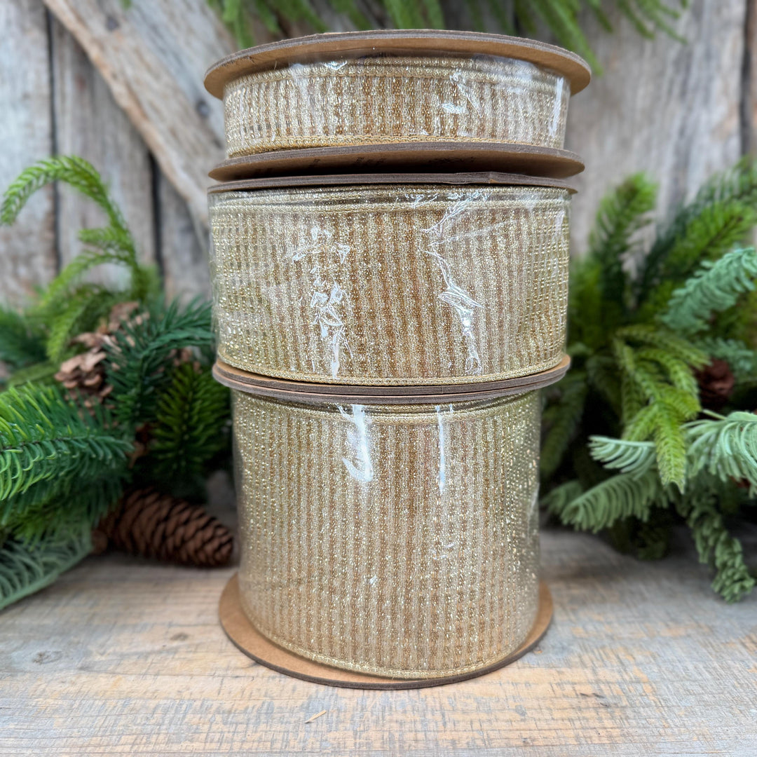 1" Gold Metallic Ribbon, Gold Sparkle Christmas Ribbon