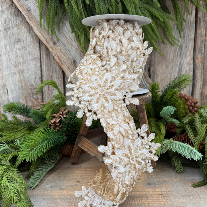 5.5" Ivory Snowflake Ribbon by Farrisilk
