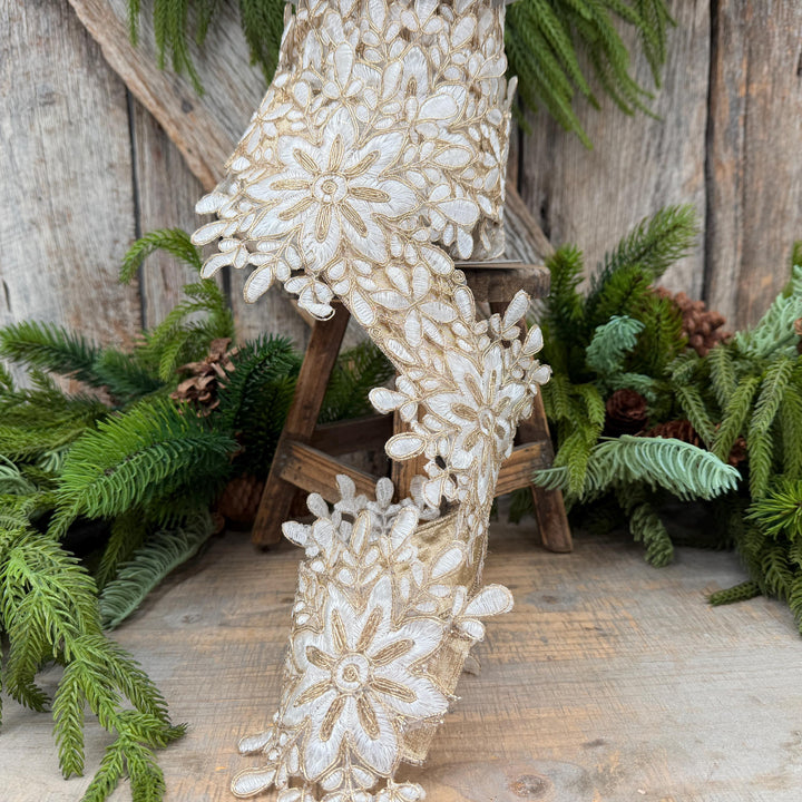 5.5" Ivory Snowflake Ribbon by Farrisilk