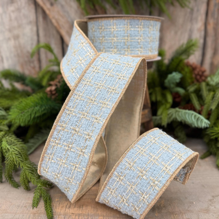 2.5" Light Blue Tween Ribbon, Tres Chic Tweed by Farrisilk