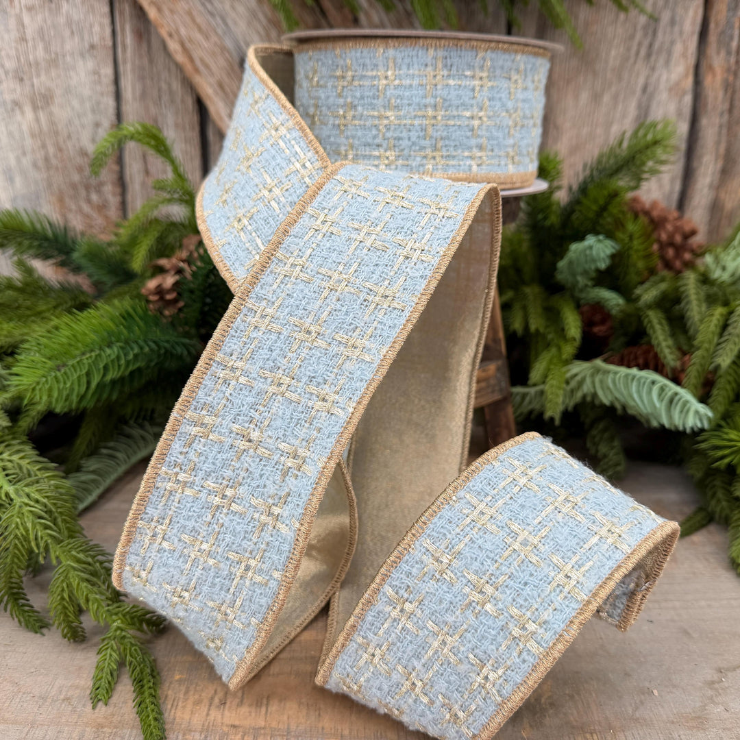 2.5" Light Blue Tween Ribbon, Tres Chic Tweed by Farrisilk