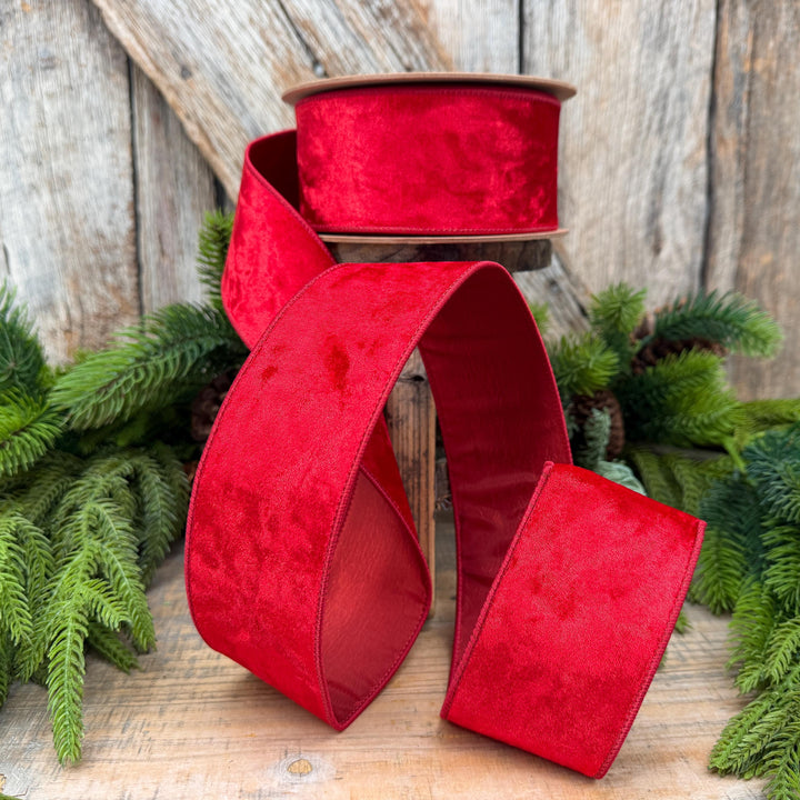 2.5" Red Velvet Ribbon, Red Velvet Ribbon, Christmas RIbbon, Heritage Velvet Ribbon