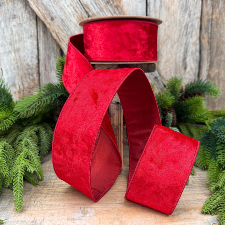 2.5" Red Velvet Ribbon, Red Velvet Ribbon, Christmas RIbbon, Heritage Velvet Ribbon