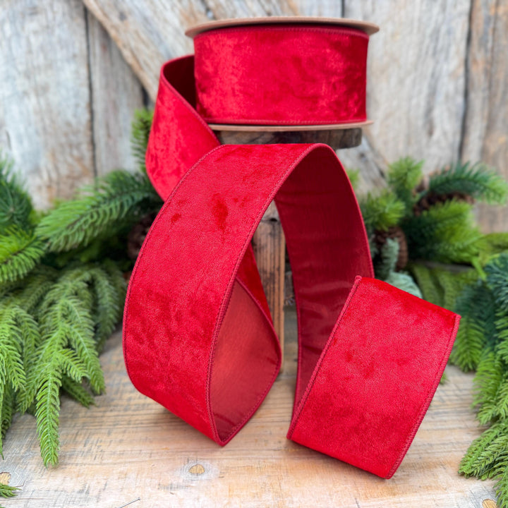 2.5" Red Velvet Ribbon, Red Velvet Ribbon, Christmas RIbbon, Heritage Velvet Ribbon