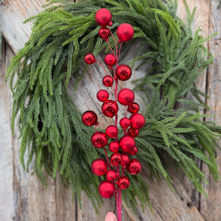 30" Red Ornament Ball Spray
