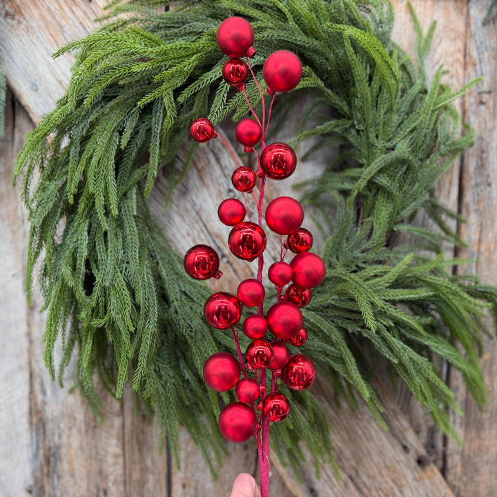 30" Red Ornament Ball Spray