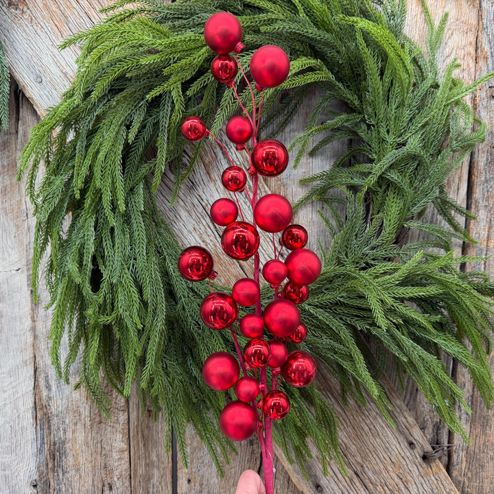 30" Red Ornament Ball Spray