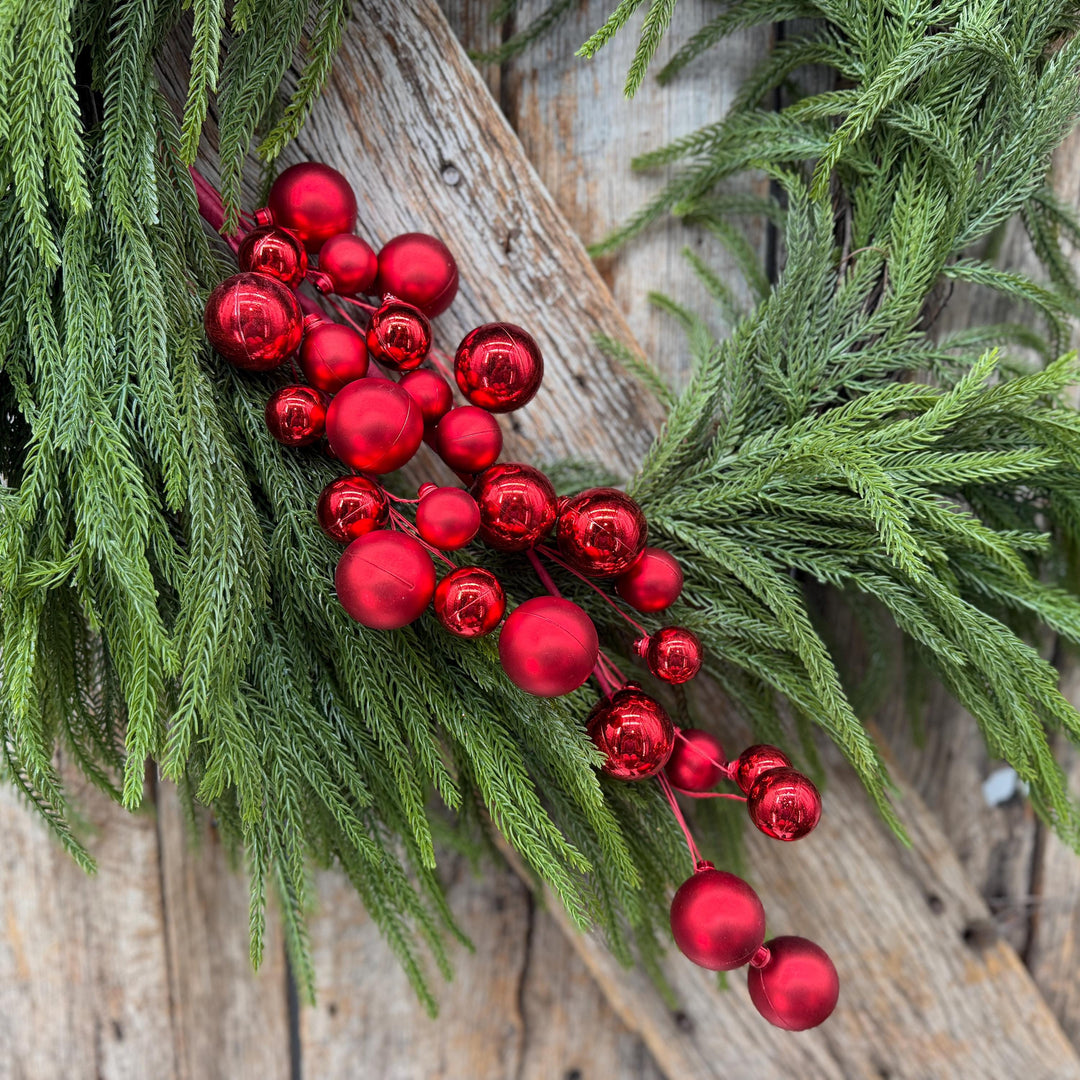30" Red Ornament Ball Spray