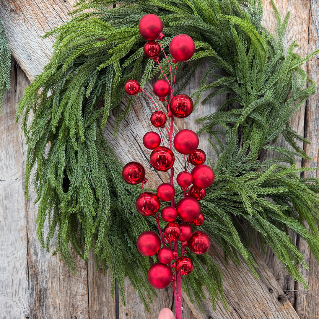 30" Red Ornament Ball Spray