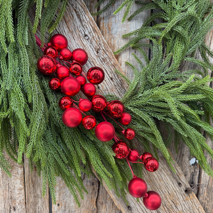 30" Red Ornament Ball Spray