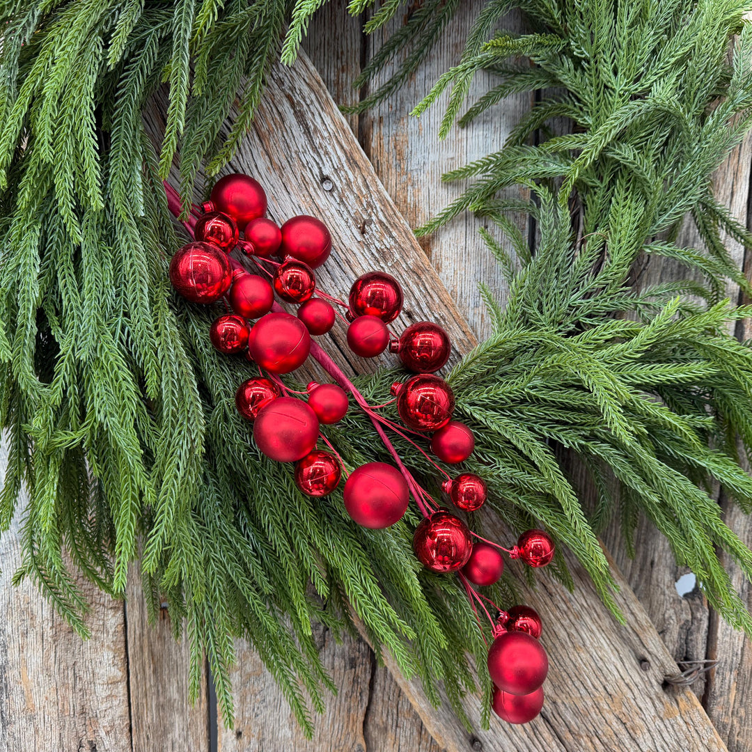 30" Red Ornament Ball Spray