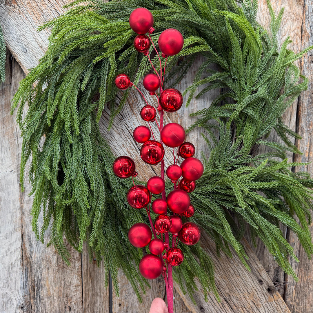 30" Red Ornament Ball Spray