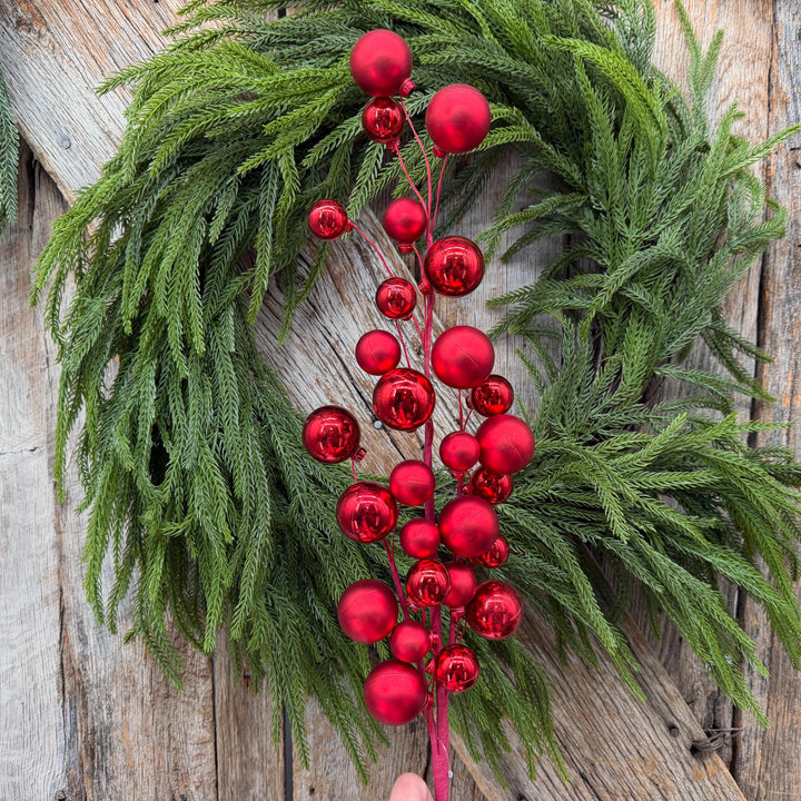 30" Red Ornament Ball Spray