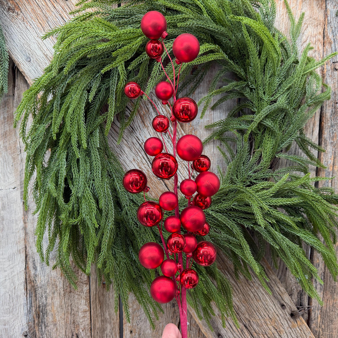 30" Red Ornament Ball Spray