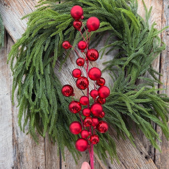 30" Red Ornament Ball Spray