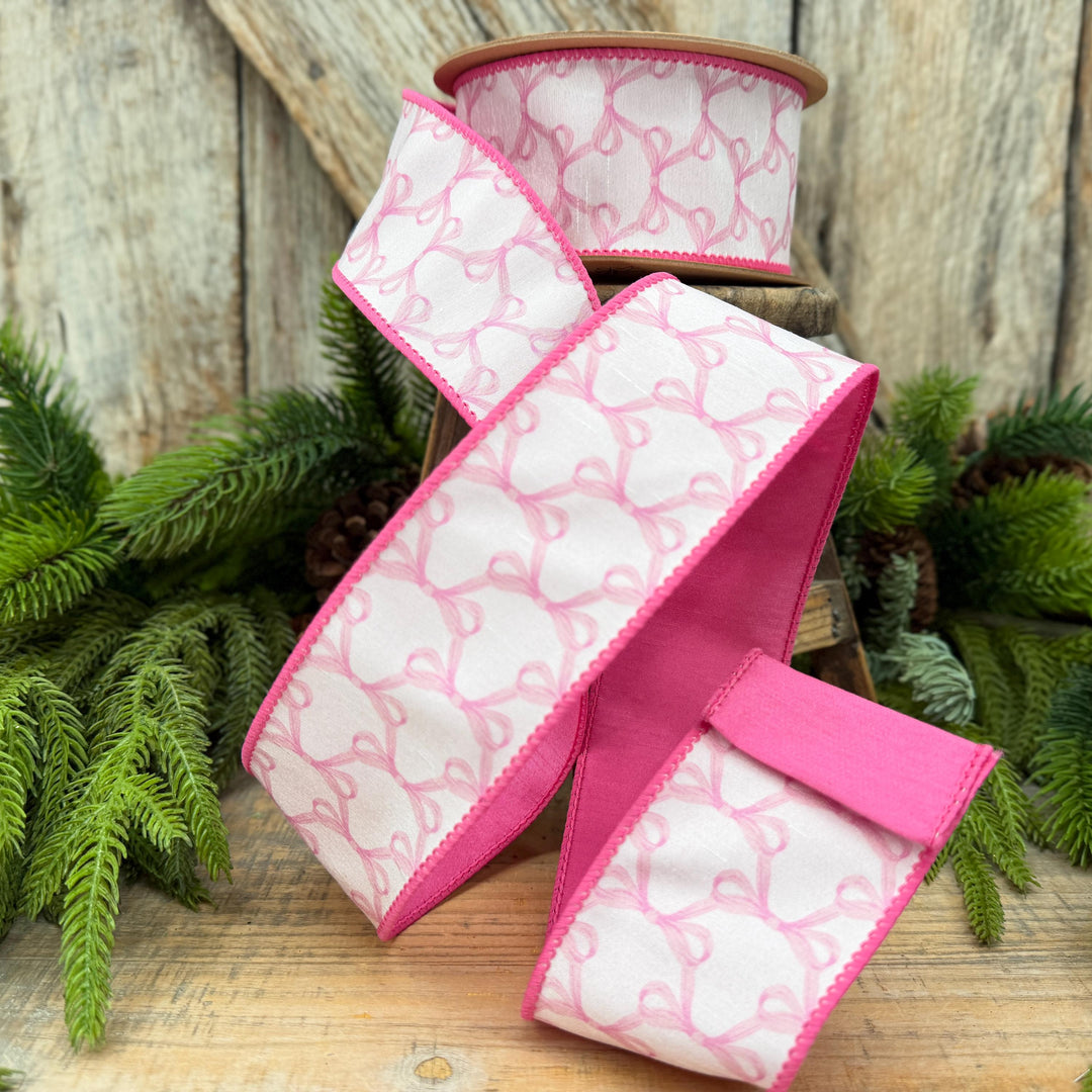 2.5" Pink Bow Print Ribbon