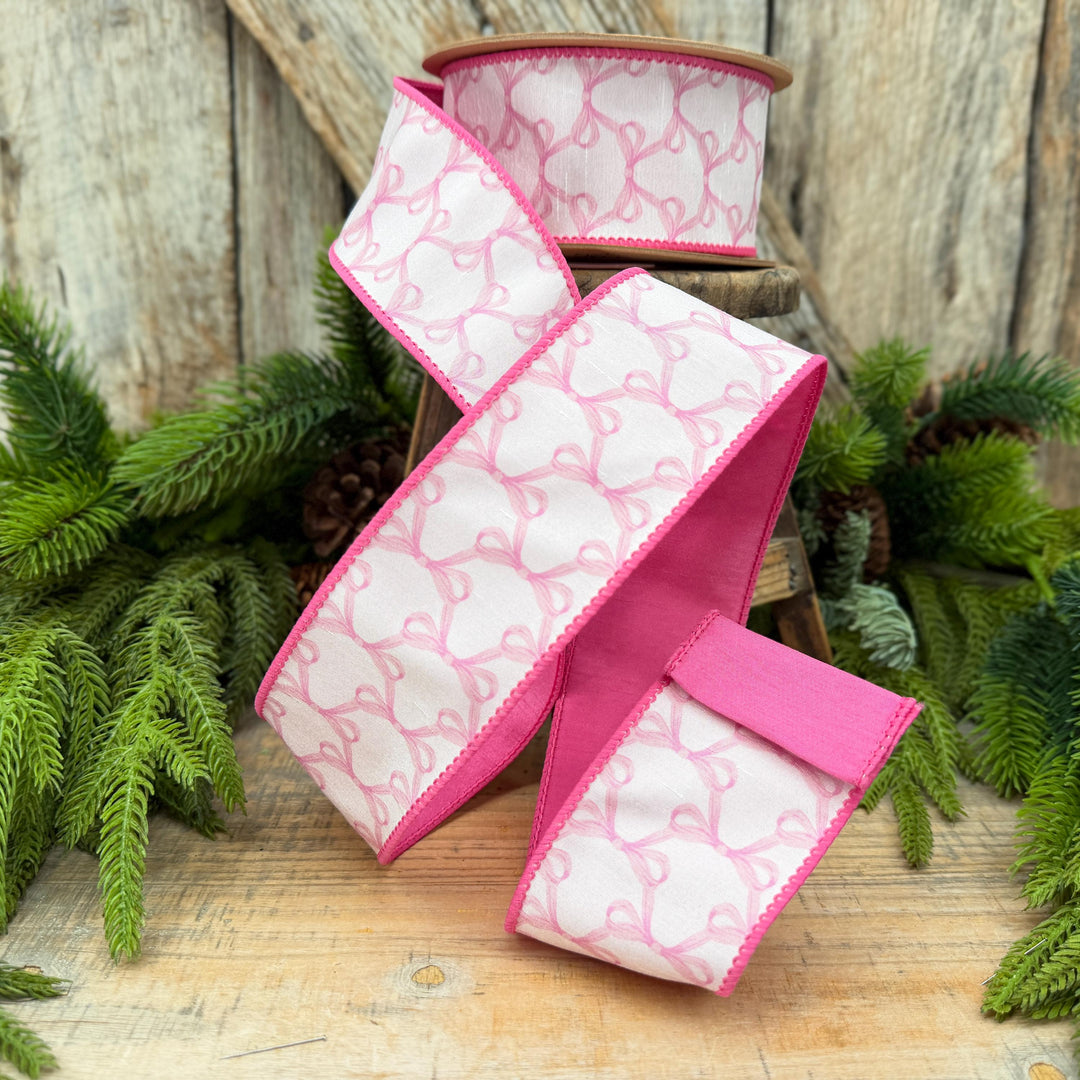 2.5" Pink Bow Print Ribbon