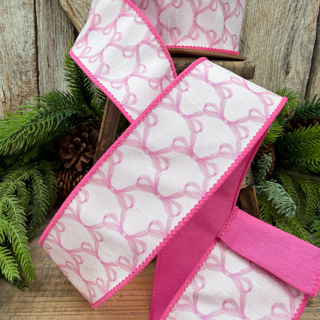 2.5" Pink Bow Print Ribbon