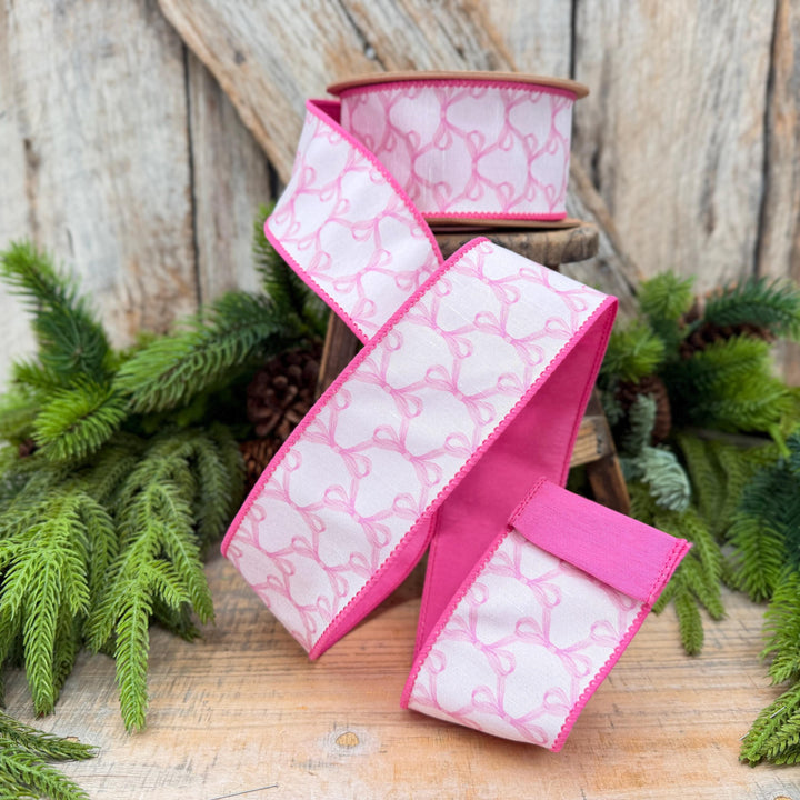2.5" Pink Bow Print Ribbon