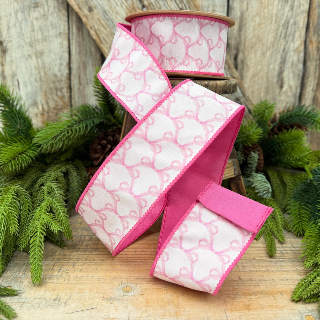 2.5" Pink Bow Print Ribbon