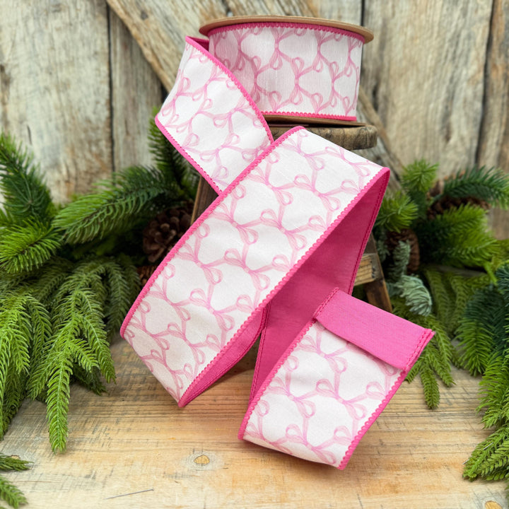 2.5" Pink Bow Print Ribbon