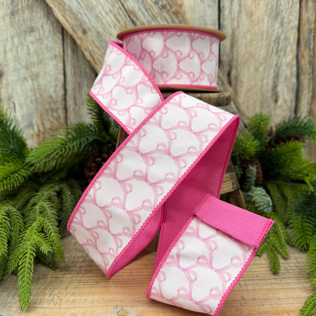 2.5" Pink Bow Print Ribbon