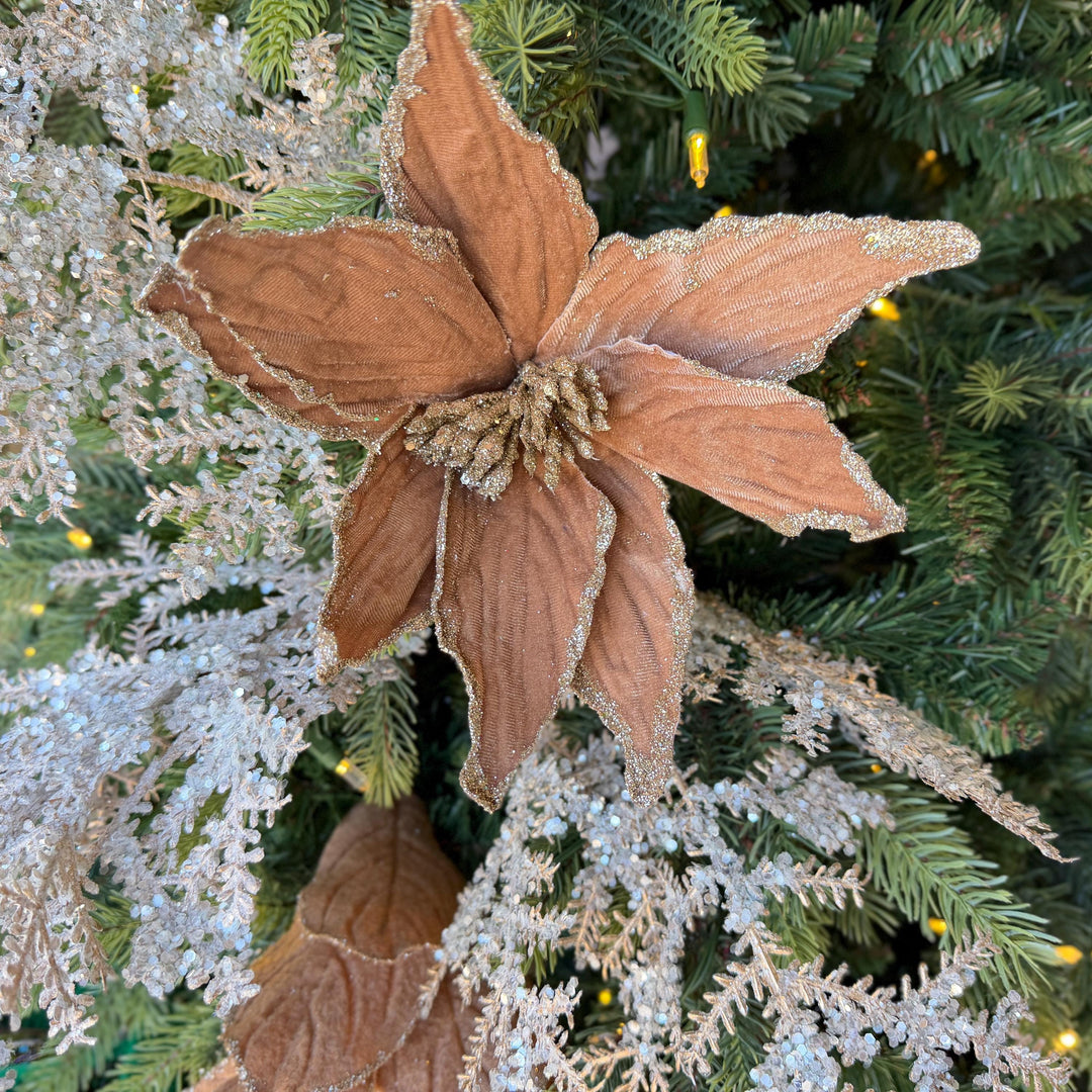24" Tan Velvet Poinsettia Stem