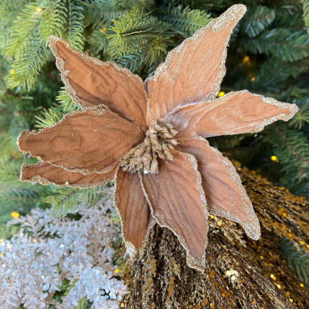 24" Tan Velvet Poinsettia Stem