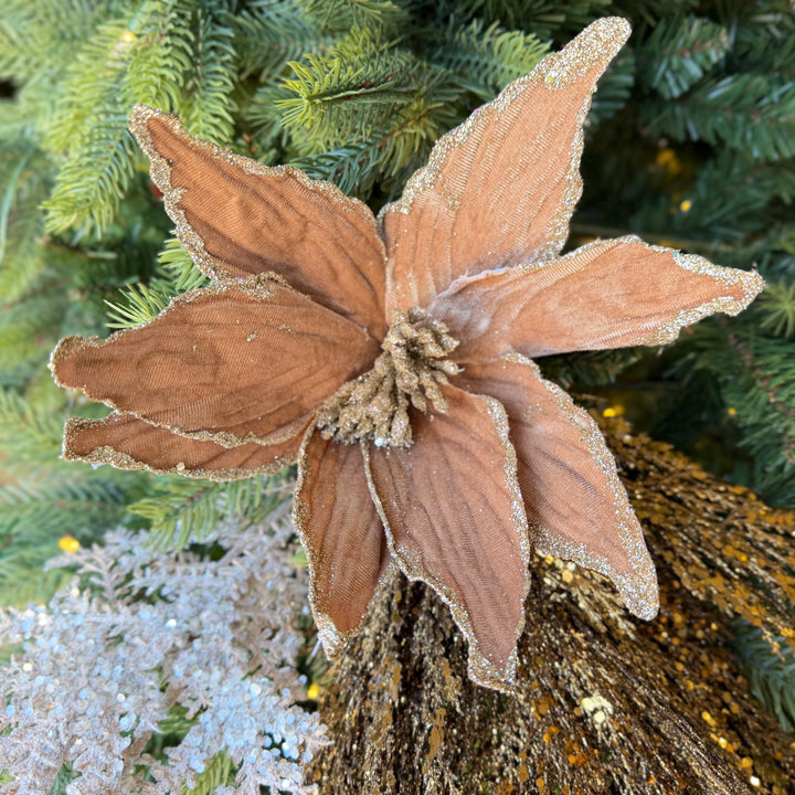 24" Tan Velvet Poinsettia Stem