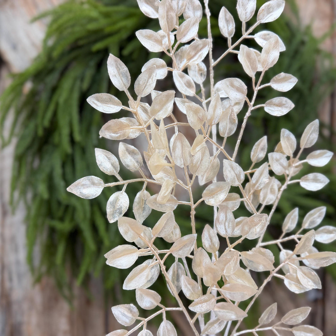 28" Pearl Leaf Spray – Elegant Christmas Greenery